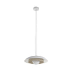 Hanglamp gepoedercoat staal Skin, Scandinavisch, wit met mokka, 30 x 30 cm, verstelbaar, voor eettafel en woonkamer