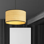 Hanglamp rotan met zwart stalen frame, boho Aston, naturel, Ø 35 cm, hoogte verstelbaar voor woonkamer