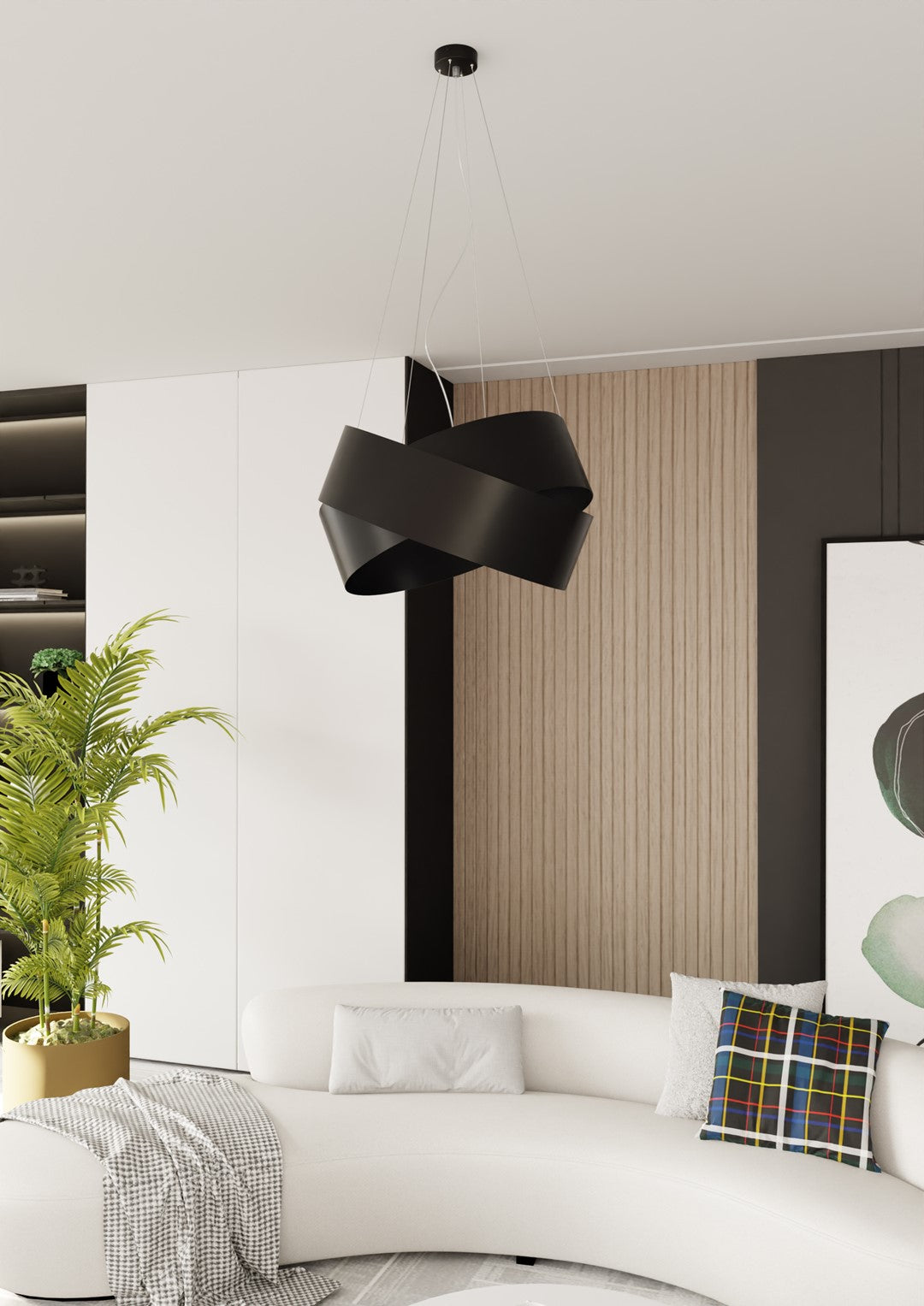 Hanglamp gepoedercoat staal Vieno minimalistisch zwart 50 x 100 cm, 2 fittingen E27, eettafel en woonkamer