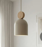 Hanglamp gepoedercoat staal met houten accent Mesi, Scandinavisch, beige, 11 cm, verstelbare hoogte