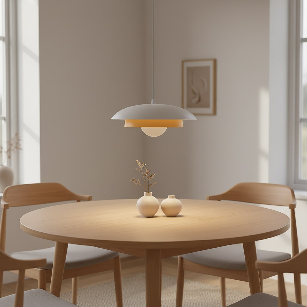 Hanglamp Skin gepoedercoat staal Scandinavisch wit met oranje binnenkant Ø 30 cm, verstelbaar, voor eettafel en woonkamer