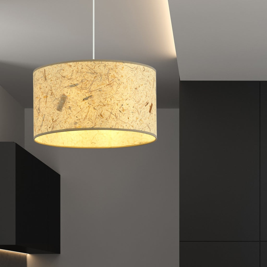 Hanglamp gepoedercoat staal en stof boho Aston bruin Ø 35 cm, 1 fitting E27 voor woonkamer en eetkamer