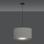Hanglamp stof en gepoedercoat staal Hilde grijs met gouden binnenzijde Ø 35 cm, woonkamer en eetkamer