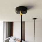 Hanglamp gepoedercoat staal minimalistisch Elit goud met zwart, kegelvormige kap, hoogte 100 cm