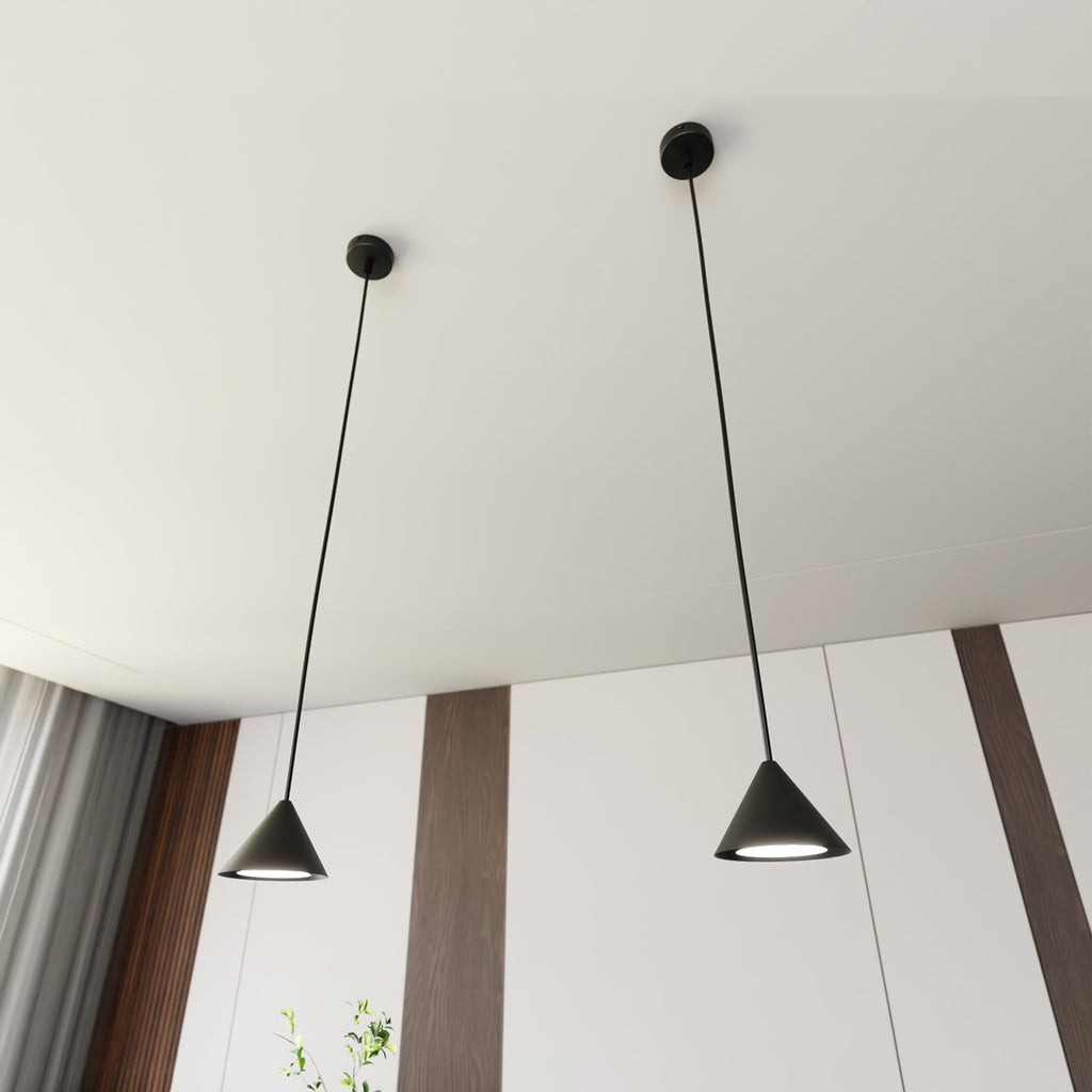 Hanglamp gepoedercoat staal Elit minimalistisch zwart, kegelvormige kap, verstelbare hoogte, 1 fitting