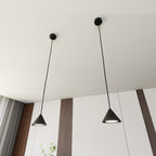 Hanglamp gepoedercoat staal Elit minimalistisch zwart, kegelvormige kap, verstelbare hoogte, 1 fitting