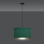 Hanglamp stof en gepoedercoat staal Hilde, groen met gouden binnenkant, Ø 35 cm, 1 lichtpunt, eettafel en woonkamer
