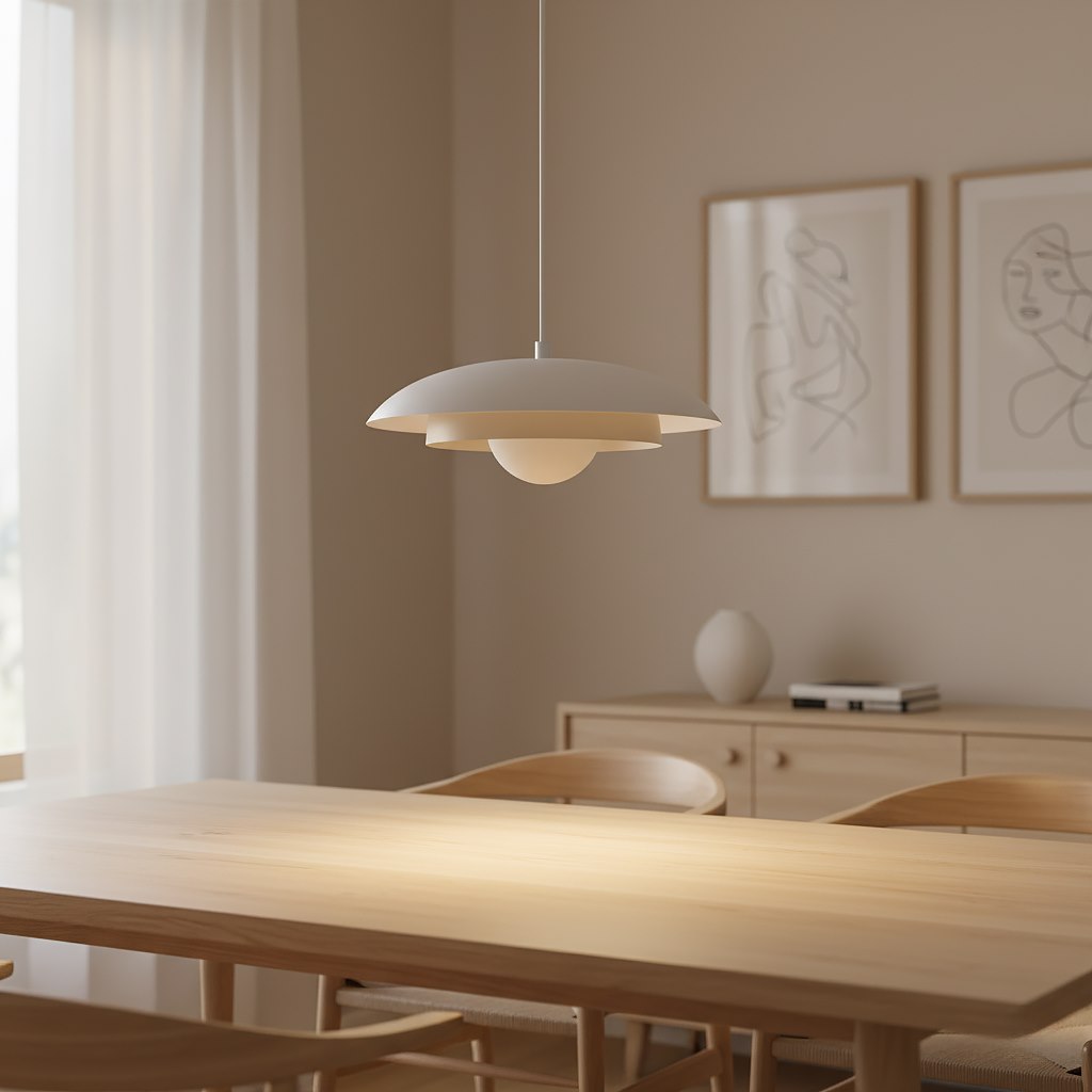 Hanglamp gepoedercoat staal Skin, Scandinavisch, wit met mokka, 30 x 30 cm, verstelbaar, voor eettafel en woonkamer