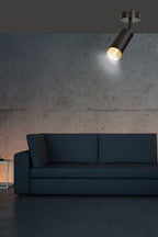 Plafondlamp gepoedercoat staal Hiro modern zwart met goud, kantelbare spot voor hal en keuken