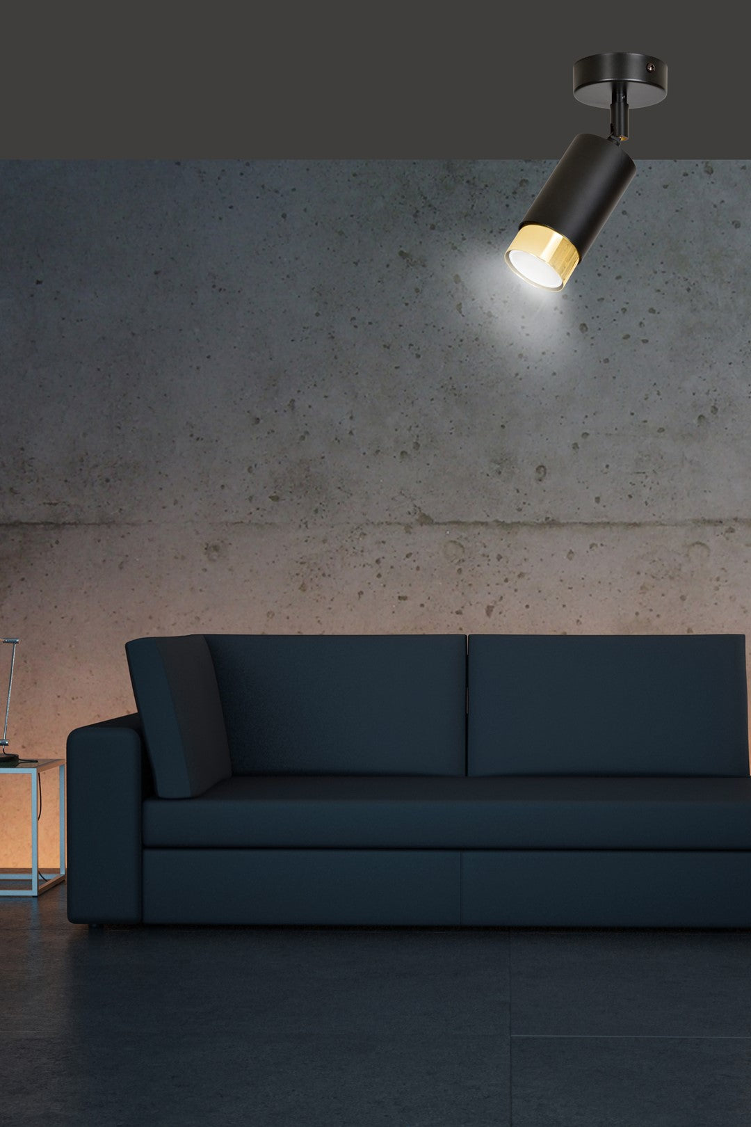Plafondlamp gepoedercoat staal Hiro modern zwart met goud, kantelbare spot voor hal en keuken