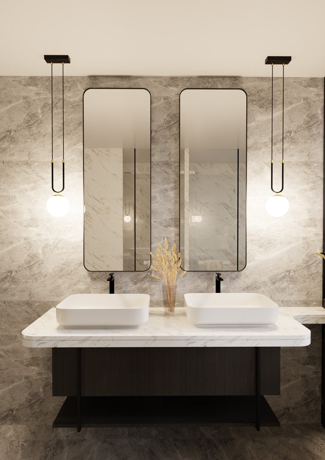 Hanglamp Glam gepoedercoat staal en glas, retro, zwart met witte glazen kap Ø 15 cm, woonkamer, eetkamer en hal