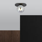 Plafondlamp gepoedercoat staal en glas Plaza modern, zwart met grafiet glazen kap Ø 14 cm, E14
