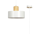 Hanglamp gepoedercoat staal en hout Torin, Scandinavisch, wit, Ø 25 cm, voor woonkamer, keuken of kantoor