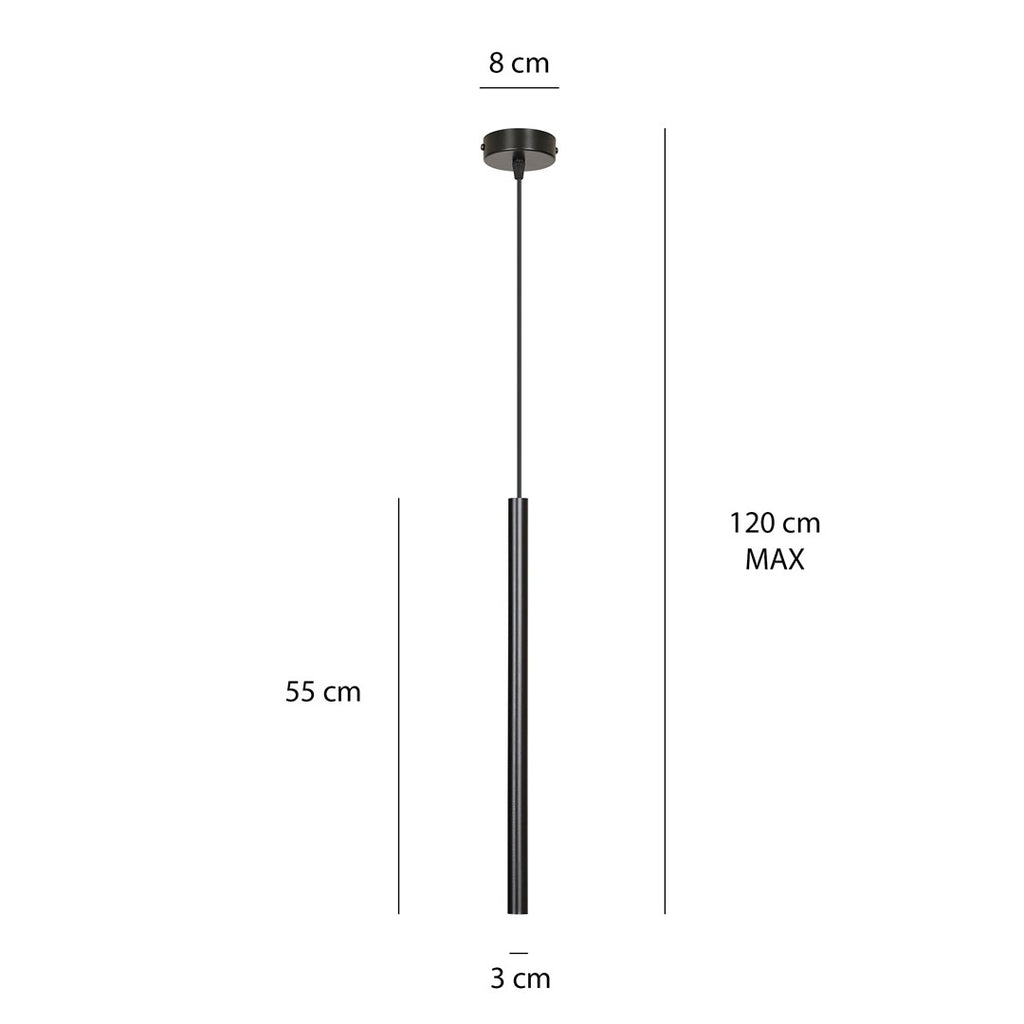 Hanglamp gepoedercoat staal Selter zwart, minimalistisch, hoogte verstelbaar, 1 lichtpunt G9 – eettafel of zithoek
