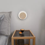 Wandlamp gepoedercoat staal en multiplex Scandinavisch wit Cirkel 1A, 22 x 20 cm voor woonkamer, slaapkamer en hal