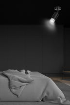 Plafondspot staal modern Hiro, zwart met zilver, 1 lichtpunt, kantelbare lichtbundel voor hal, keuken of slaapkamer