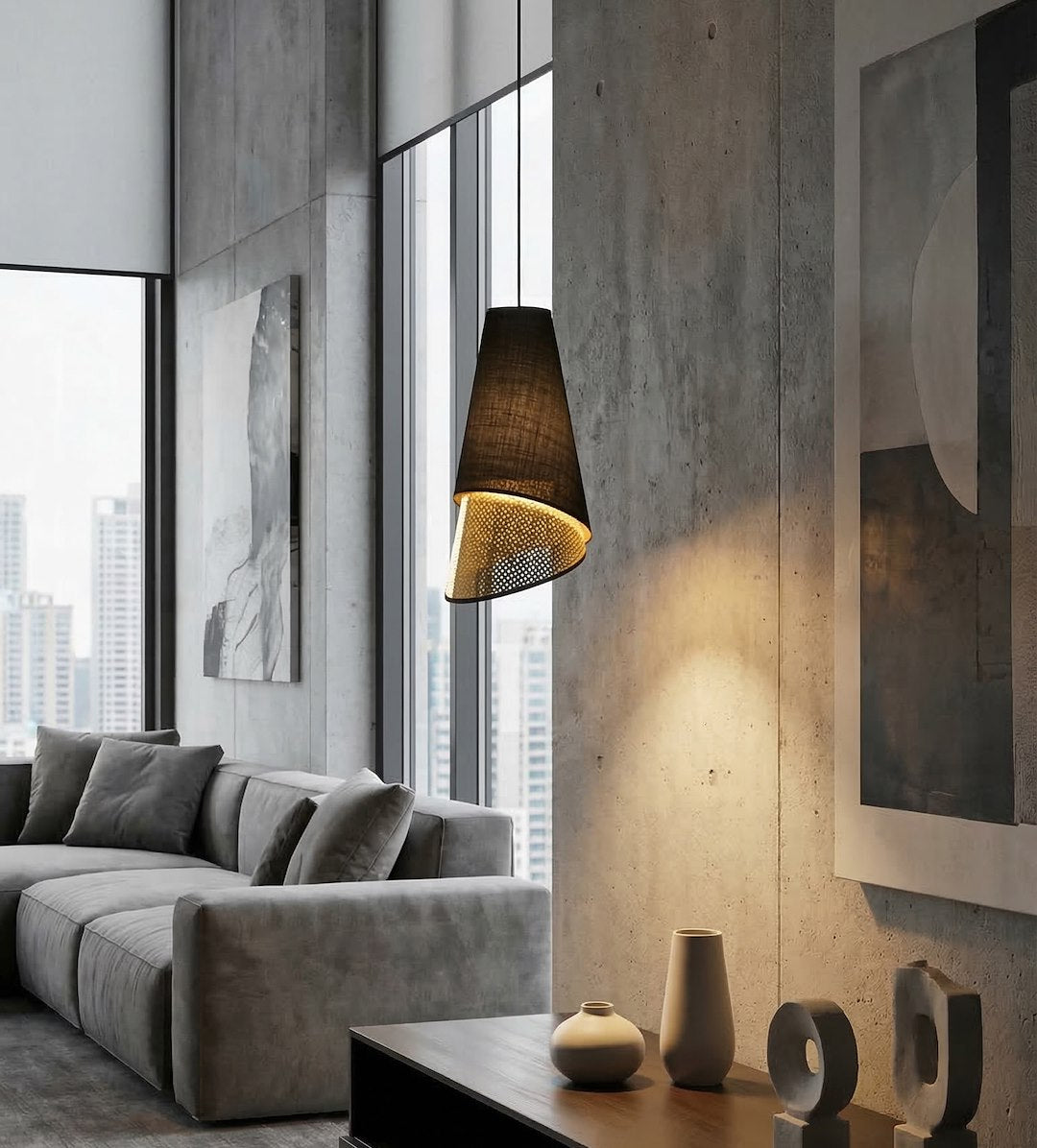 Hanglamp Moda gepoedercoat staal met stoffen kap, modern, zwart met goud, kapdiameter 20 cm, verstelbaar