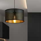 Hanglamp gepoedercoat staal industrieel zwart met goud, Ø 35 cm, 1 lichtpunt, E27, eettafel en keuken