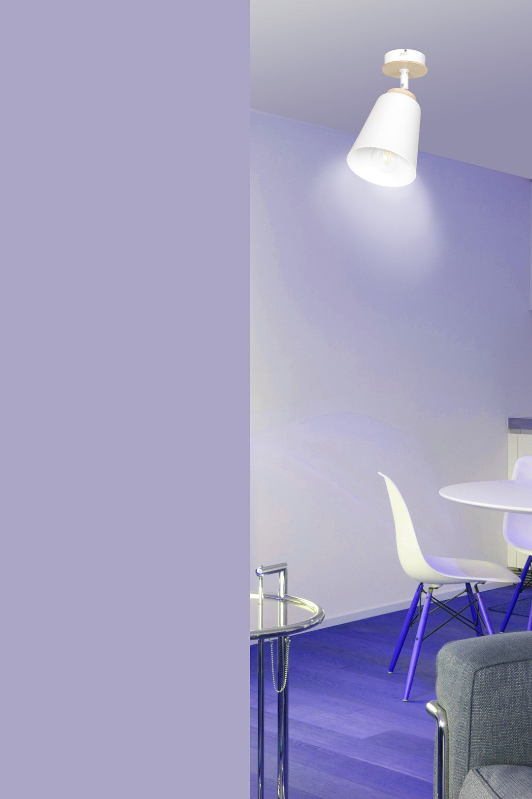 Plafondlamp Atlas gepoedercoat staal en multiplex, Scandinavisch, wit, 1 fitting E27, voor woonkamer en slaapkamer