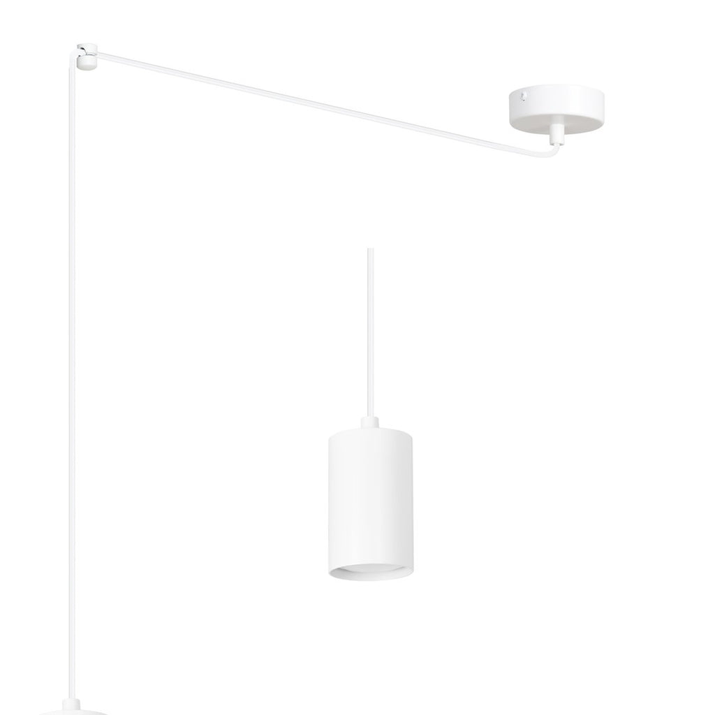 Hanglamp Traker gepoedercoat staal modern wit, 1 lichtpunt met GU10-fitting, verstelbare hoogte