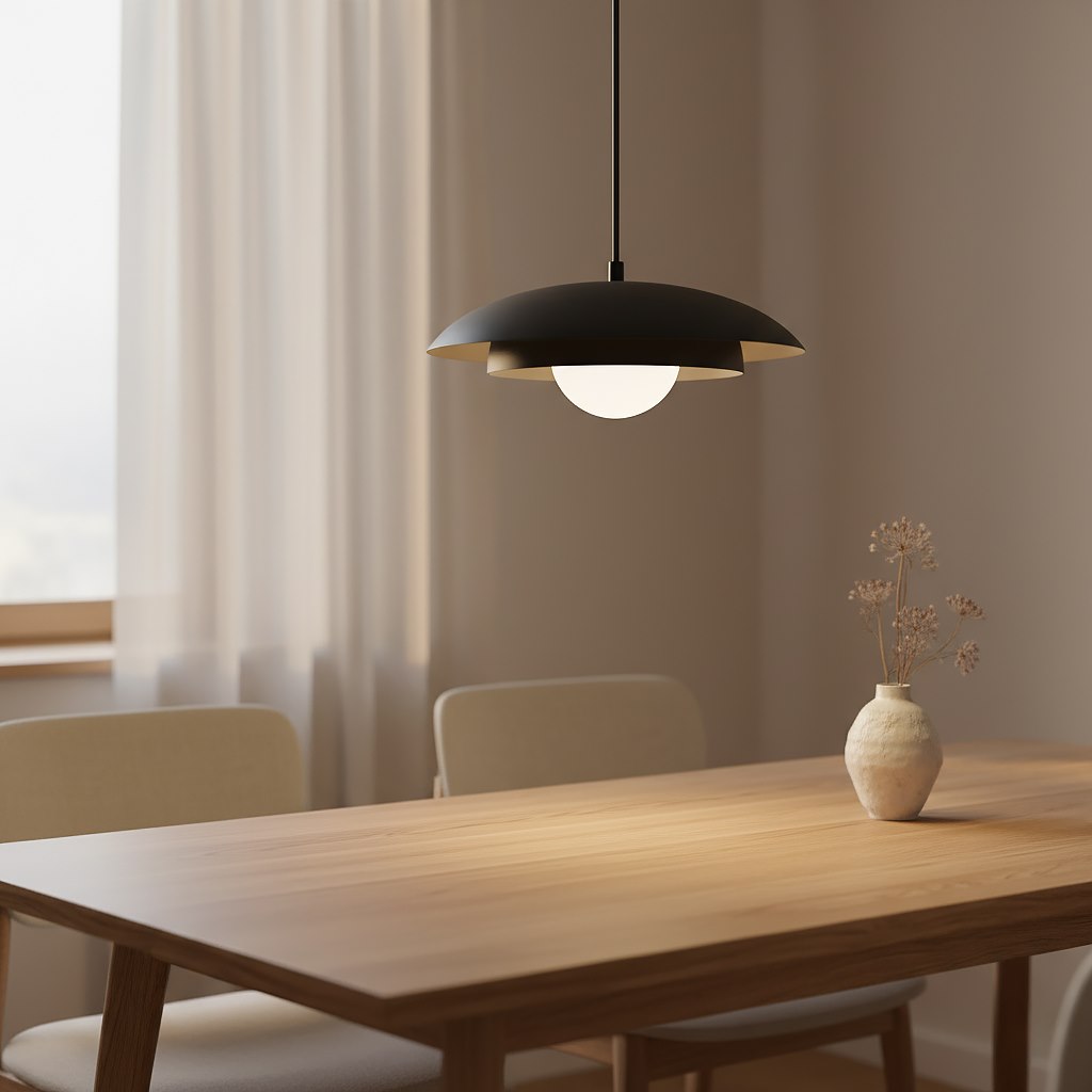 Hanglamp gepoedercoat staal Skin zwart Ø 30 cm, Scandinavisch, voor eettafel en woonkamer