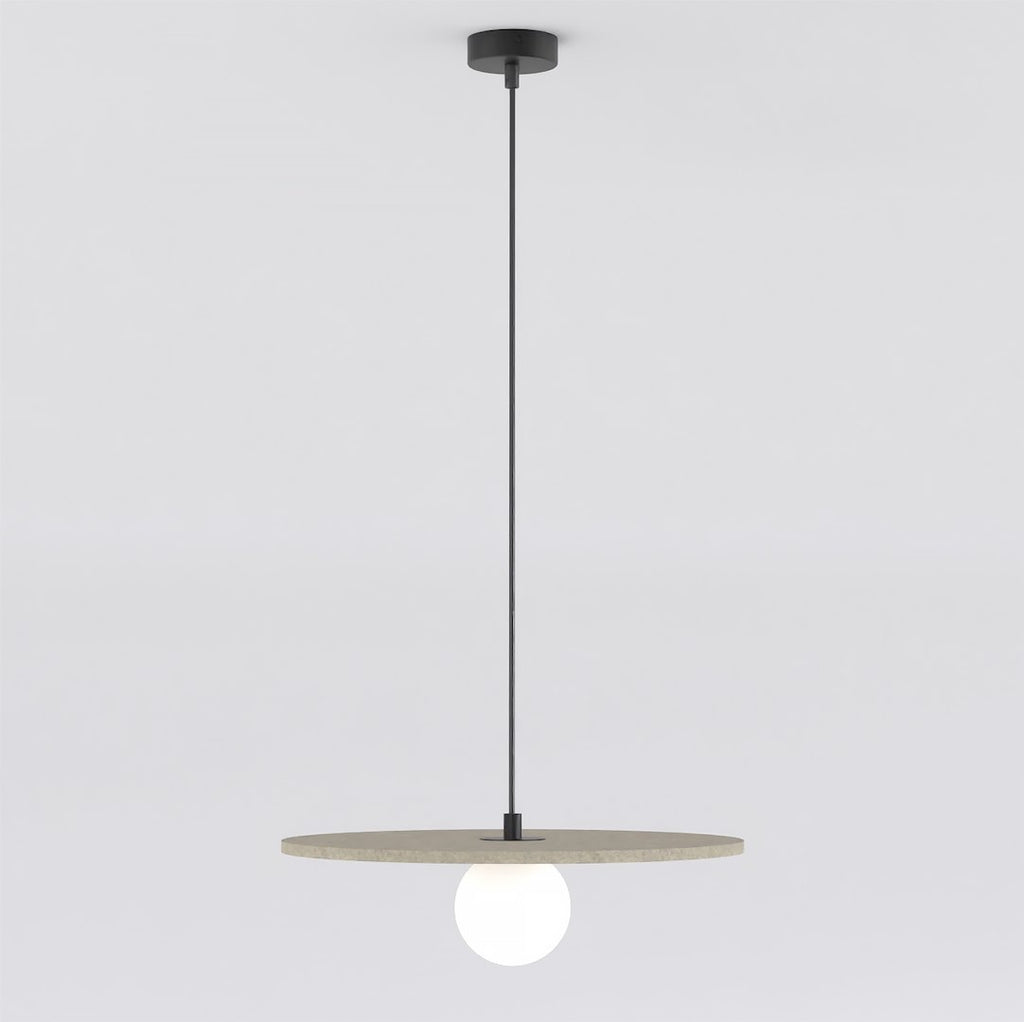 Hanglamp vilt en gepoedercoat staal Calma, boho, beige – Ø 40 cm, voor slaapkamer en woonkamer