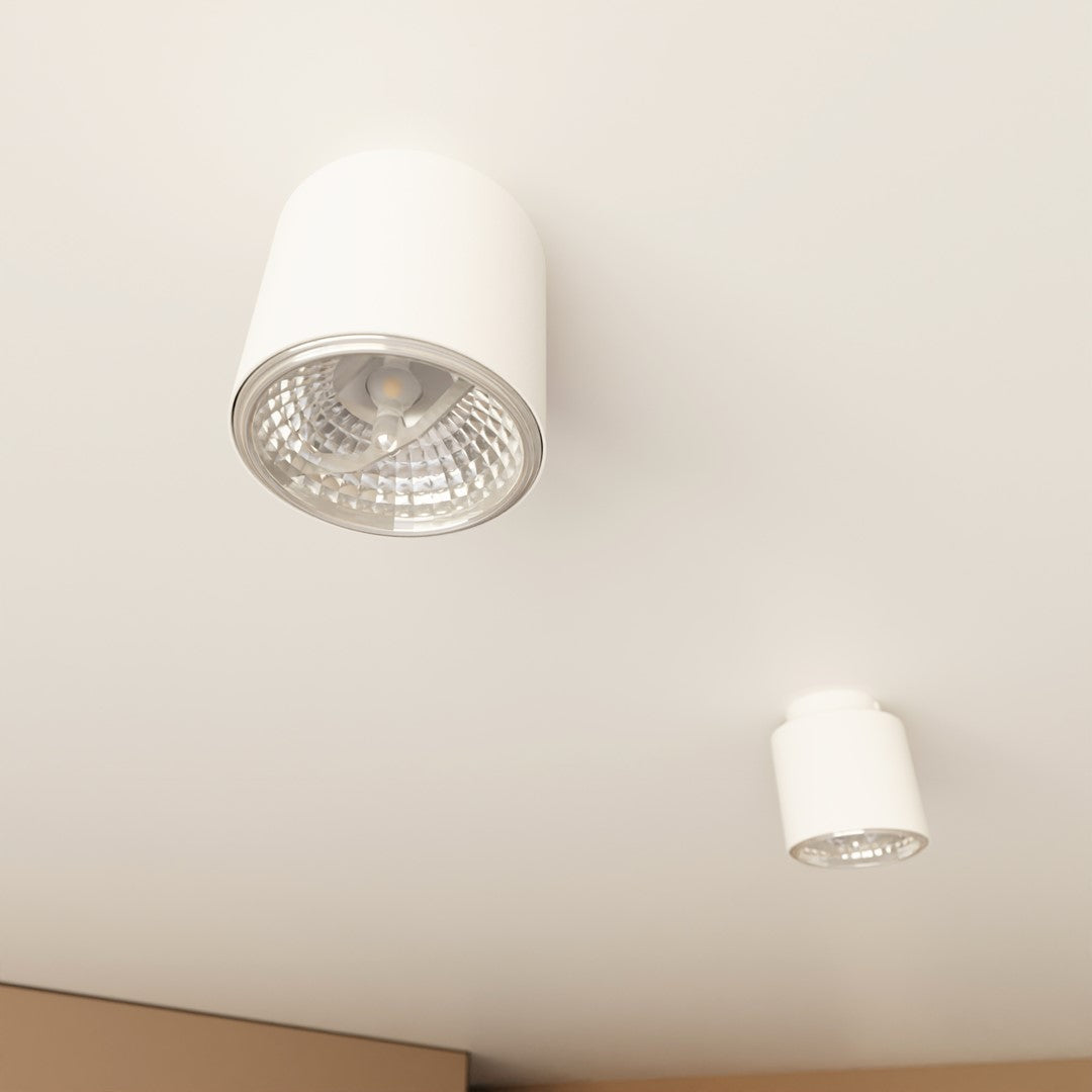 Plafondlamp Nano gepoedercoat staal wit, minimalistisch, 1 fitting, max. 12 W led, 11 x 12 cm, woonkamer, hal of kantoor