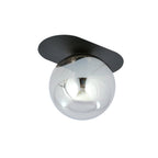 Plafondlamp gepoedercoat staal en glas Plaza modern, zwart met grafiet glazen kap Ø 14 cm, E14