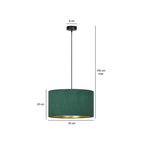 Hanglamp stof en gepoedercoat staal Hilde, groen met gouden binnenkant, Ø 35 cm, 1 lichtpunt, eettafel en woonkamer