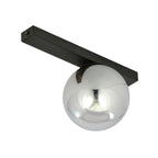 Plafondlamp gepoedercoat staal en glas, minimalistisch Fit zwart met grafiet glazen kap Ø 14 cm