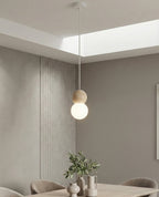 Hanglamp Loop staal en hout, Scandinavisch, wit, Ø 10 cm, 1 fitting G9, boven eettafel of keukeneiland