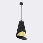 Hanglamp Moda gepoedercoat staal met stoffen kap, modern, zwart met goud, kapdiameter 20 cm, verstelbaar