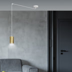 Hanglamp gepoedercoat staal Traker modern wit met goud, 1 fitting, hoogte verstelbaar