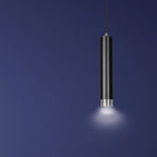 Hanglamp gepoedercoat staal Kibo, modern, zwart met chroom, 1 lichtpunt, verstelbare hoogte, 8 x 100 cm