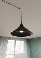 Hanglamp gepoedercoat staal Abramo, scandinavisch, mat zwart, verstelbare hoogte, wandmontage, 1 x E27