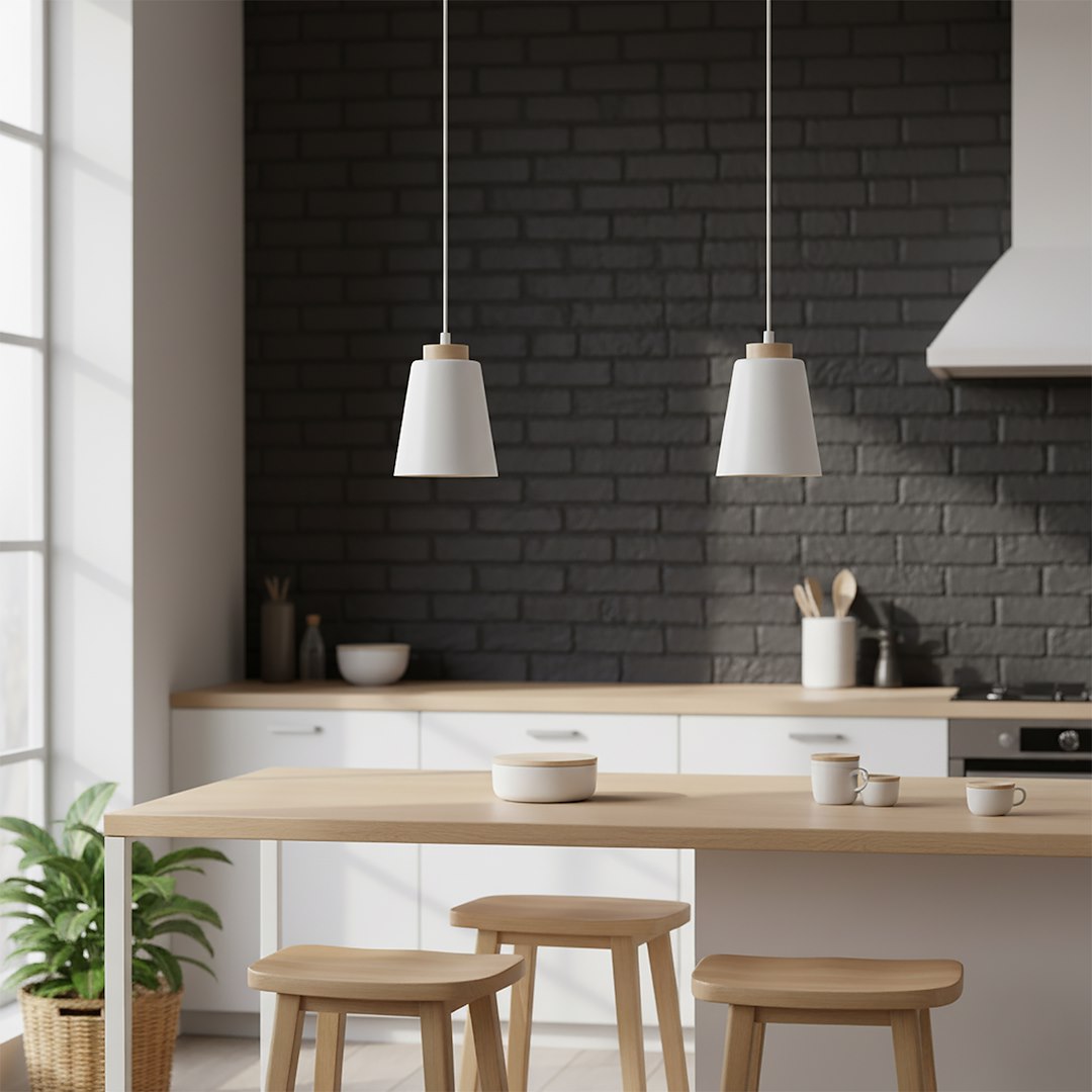 Hanglamp gepoedercoat staal en hout Bolero, Scandinavisch wit, 14 x 100 cm, 1 fitting E27, voor woonkamer en slaapkamer