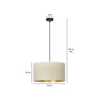 Hanglamp Hilde gepoedercoat staal en stof, minimalistisch, wit met gouden binnenzijde, Ø 35 cm, verstelbare hoogte