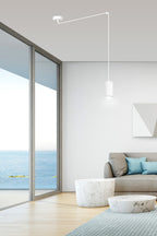 Hanglamp Traker gepoedercoat staal modern wit, 1 lichtpunt met GU10-fitting, verstelbare hoogte