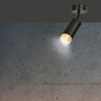 Plafondlamp gepoedercoat staal Hiro modern zwart met goud, kantelbare spot voor hal en keuken