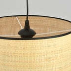 Hanglamp rotan met zwart stalen frame, boho Aston, naturel, Ø 35 cm, hoogte verstelbaar voor woonkamer