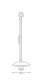 Hanglamp gepoedercoat staal Scandinavisch zwart met mokka Ø 30 cm, 1 lichtpunt G9, verstelbare hoogte