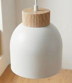 Hanglamp staal en hout Kru, Scandinavisch, wit, 1 fitting E27, met spider-ophanging en verstelbare hoogte