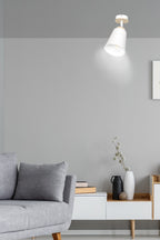 Plafondlamp Atlas gepoedercoat staal en multiplex, Scandinavisch, wit, 1 fitting E27, voor woonkamer en slaapkamer