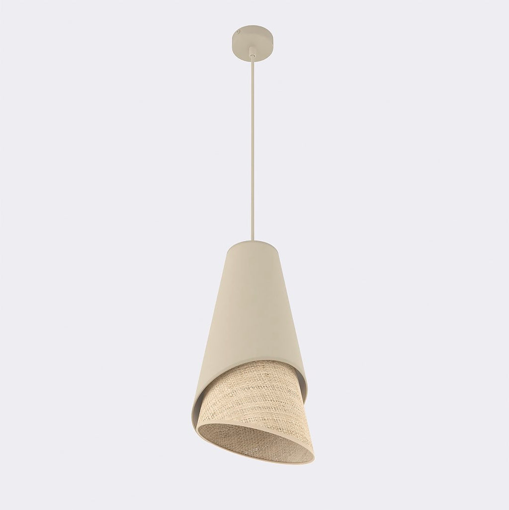 Hanglamp gepoedercoat staal en stoffen kap, modern Mode, rotan, kap Ø 20 cm, E27, verstelbare hoogte