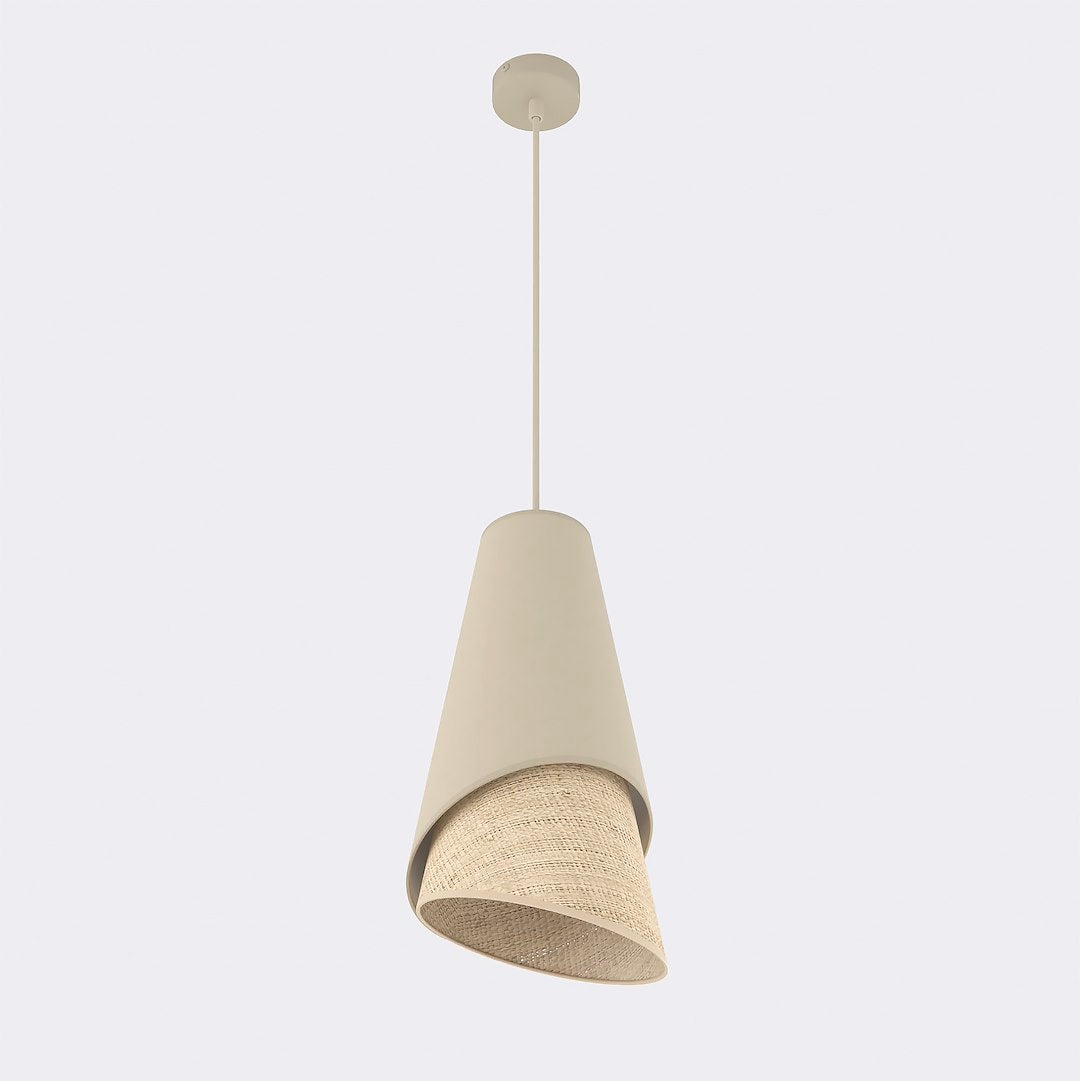 Hanglamp gepoedercoat staal en stoffen kap, modern Mode, rotan, kap Ø 20 cm, E27, verstelbare hoogte