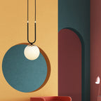 Hanglamp Glam gepoedercoat staal en glas, retro, zwart met witte glazen kap Ø 15 cm, woonkamer, eetkamer en hal