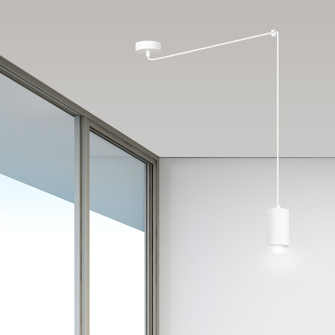 Hanglamp Traker gepoedercoat staal modern wit, 1 lichtpunt met GU10-fitting, verstelbare hoogte
