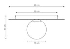 Plafondlamp gepoedercoat staal en glas Solar, beige met witte glazen kap, Ø 43 cm, 1 lichtpunt, E14