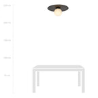 Plafondlamp opbouw gepoedercoat staal en glas, minimalistisch zwart met witte glazen kap, Ø 30 cm