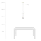 Hanglamp gepoedercoat staal en glas Glam wit met transparante glazen kap Ø 14 cm, hoogte 115 cm, E14